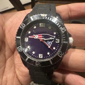 Working England Patriots Watch Silicone Analog‎ NFL Football Mens 43mm Black
